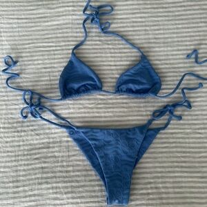 Volcom Blue Textured Bikini Set